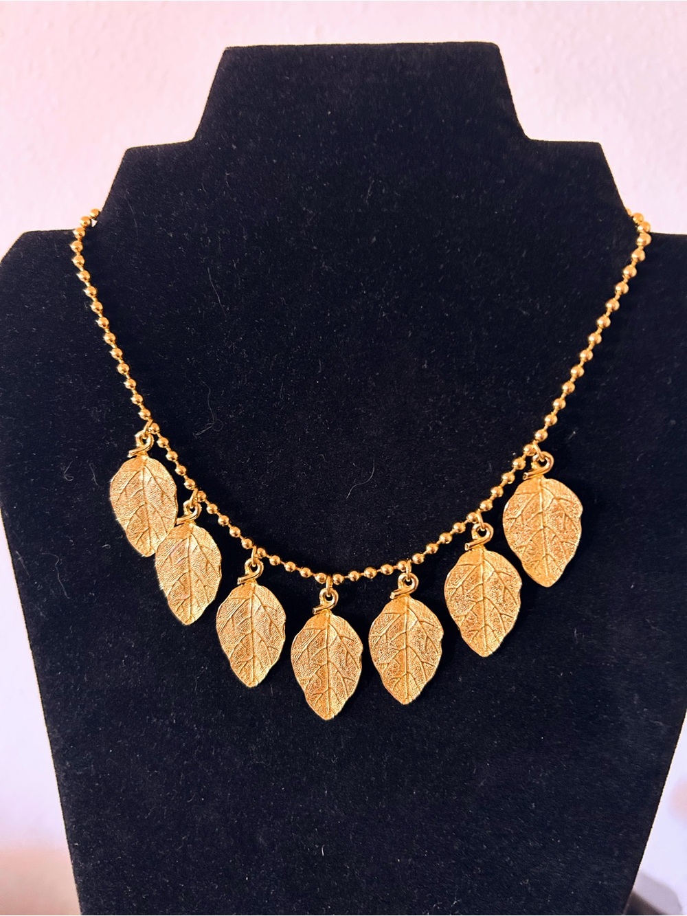 Textured Gold Leaf Charm Necklace for Women